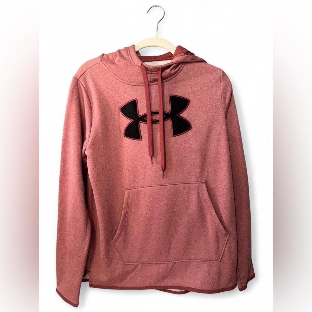 Under Armour Women's Rose Pink Pullover Hoodie with Black Logo - Picture 4 of 8